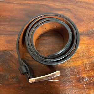 Shinola Detroit Leather Belt Silver Buckle Mens Size 38 Made in UK Black